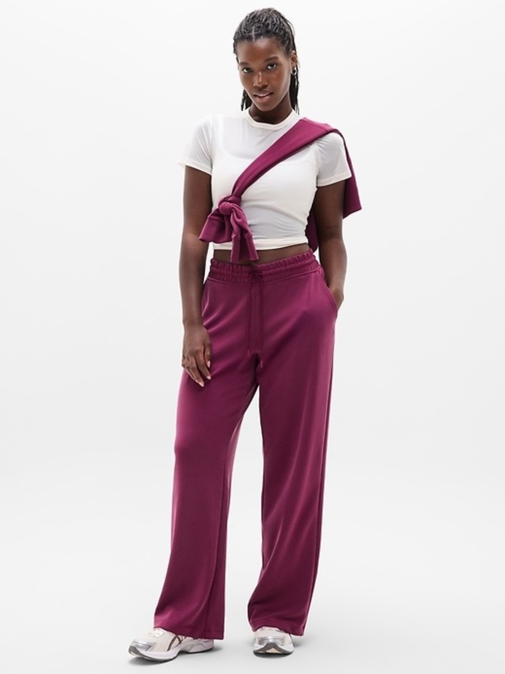 Athleta Seasoft Mid Rise Straight Pant Burgundy